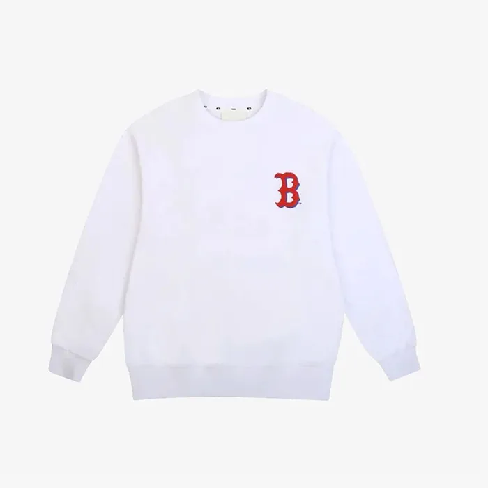Áo Nỉ Sweater MLB Tay Dài Cổ Tròn Popcorn Màu Trắng