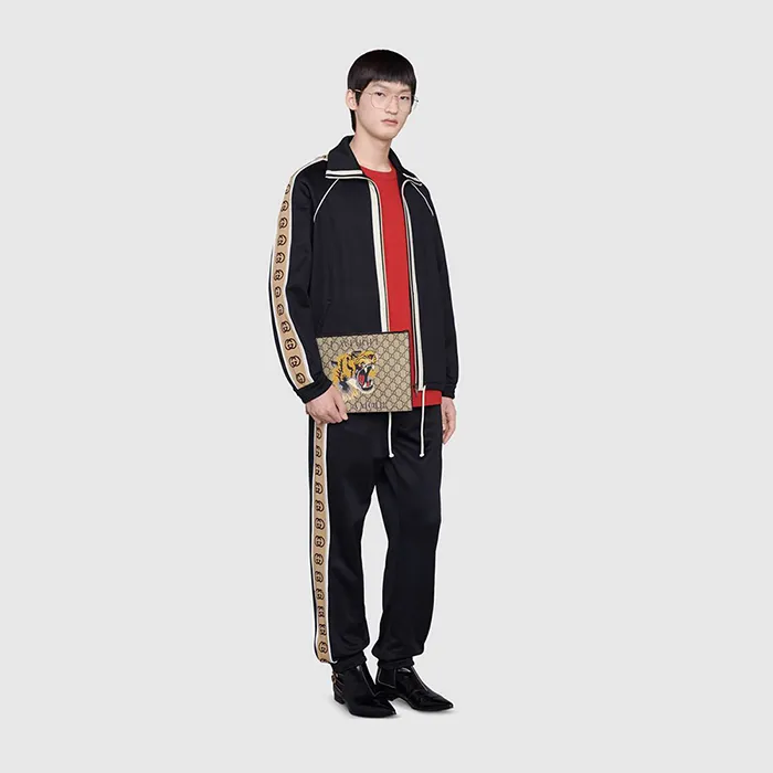 Túi Clutch Gucci Bestiary Pouch With Tiger Màu Nâu