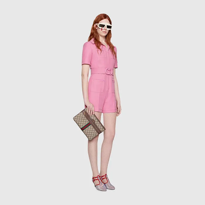 Túi Cầm Tay Gucci Ophidia GG Supreme Pouch Màu Be Phối Nâu - Túi xách - Vua Hàng Hiệu