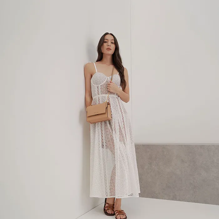 Túi Nữ Charles & Keith CNK Chain Handle Evening Bag CK2-80701061-1 Màu Be
