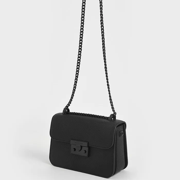 Túi Nữ Charles & Keith CNK Classic Push-Lock Crossbody Bag 80701088-4 Màu Đen