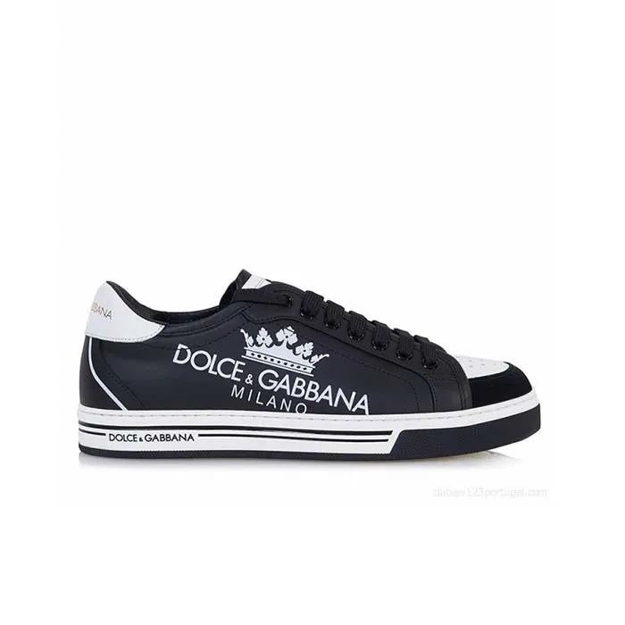 Giày Dolce & Gabbana D&G Roma Sneaker Aus Bedrucktem Màu Đen Trắng