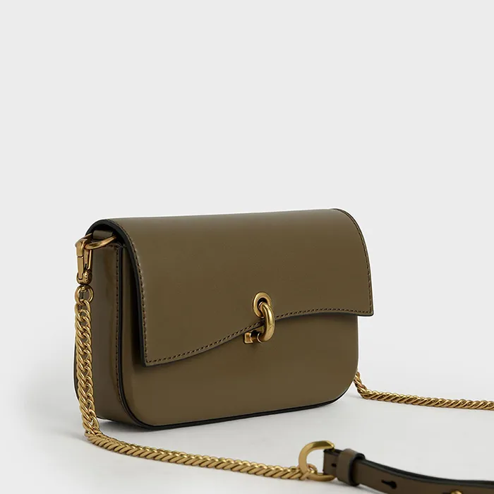Combo Túi Charles & Keith CNK Tweed 80270609 Màu Rêu + Ví Nam Tommy Hilfiger Tan H007019