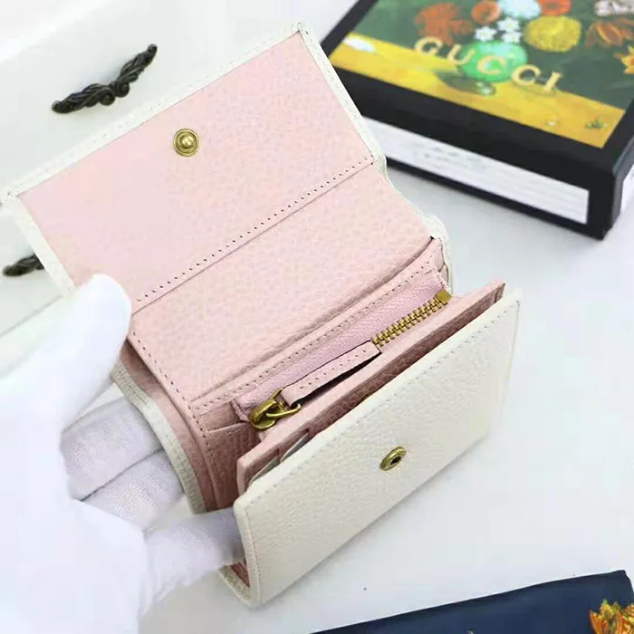 Ví Gucci GG Women Leather Wallet With Bow-White Màu Trắng