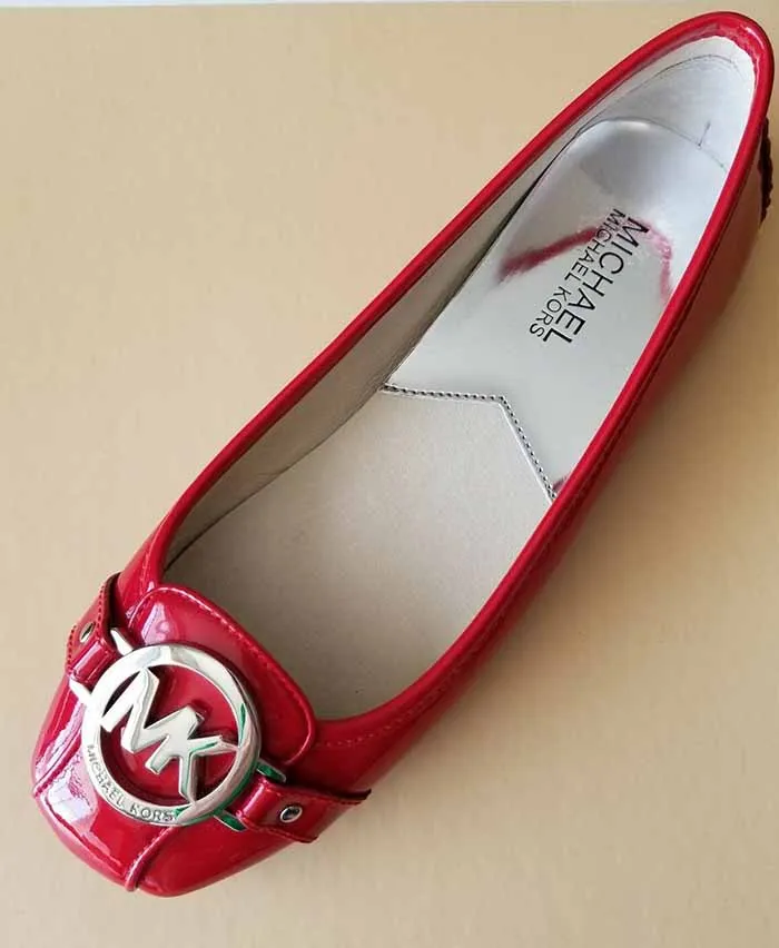 Giày Bệt Michael Kors MK Chili Da Bóng Màu Đỏ