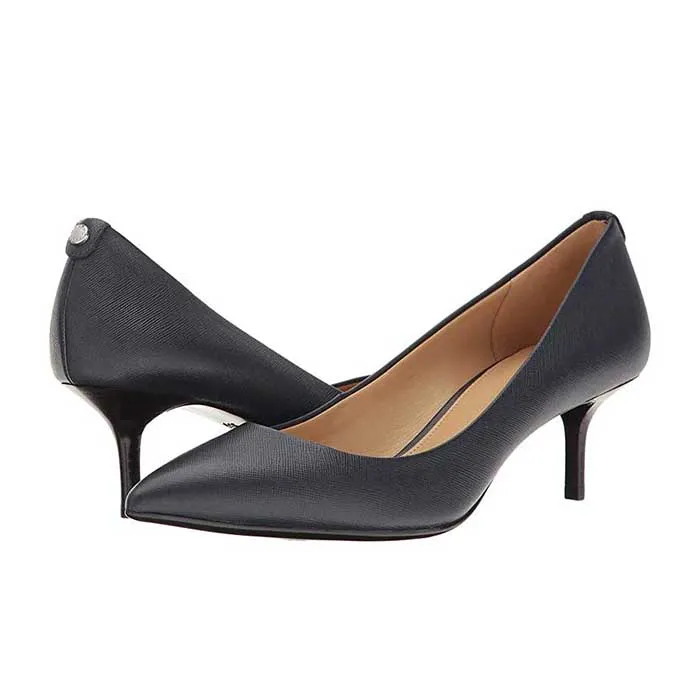 Giày Cao Gót Michael Kors MK Flex Kitten Pump Saffiano Admiral Màu Xanh Đen Size 36