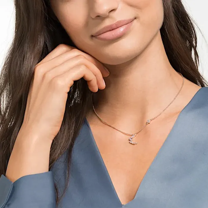 Dây Chuyền Swarovski Moonsun Necklace, White, Rose-Gold Tone Plated