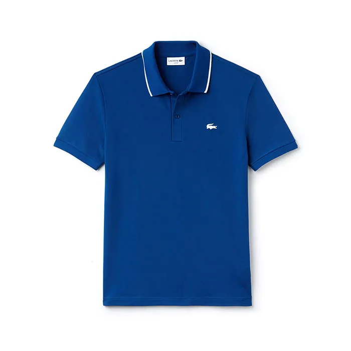 Áo Polo Lacoste Viền Khe Nút Áo Và Viền Cổ Màu Xanh Navy Size XS