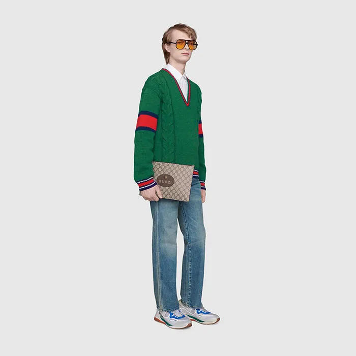 Túi Cầm Tay Gucci Neo Vintage GG Supreme Pouch Màu Nâu