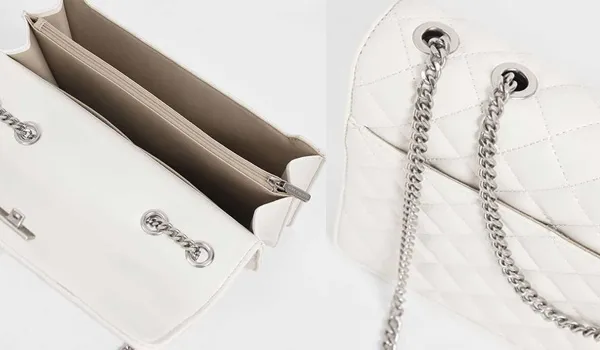 Túi Đeo Vai Nữ Charles & Keith CNK Quilted Chain Strap Shoulder Bag 20840207-1 Màu Trắng