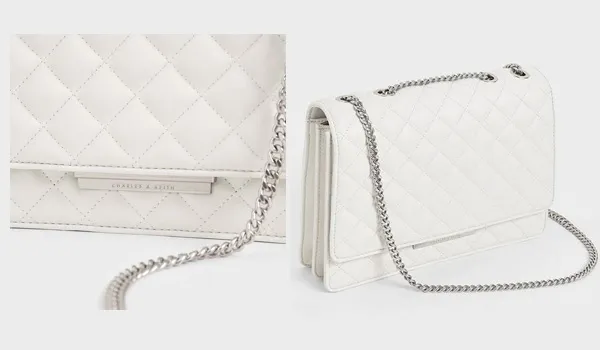 Túi Đeo Vai Nữ Charles & Keith CNK Quilted Chain Strap Shoulder Bag 20840207-1 Màu Trắng