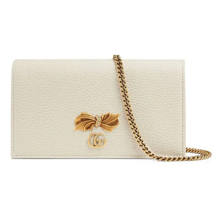 Túi Gucci Off-White Bow Chain Wallet Bag White Leather Màu Trắng - Túi xách - Vua Hàng Hiệu
