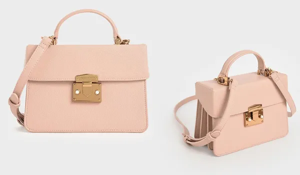 Túi Xách Tay Nữ Charles & Keith CNK Classic Push-Lock Top Handle Bag CK2-50701030 Màu Hồng