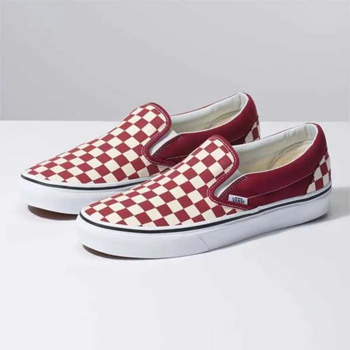 Giày Thể Thao Vans Checkerboard Slip On White/Red Màu Đỏ - 1