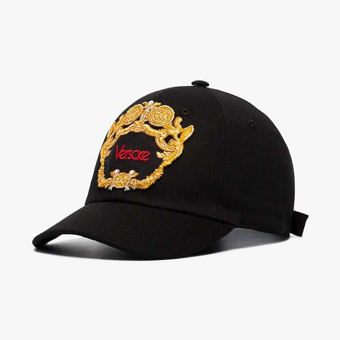 Mũ Versace Black Blasone Baroque Embroidered Cotton Cap Màu Đen - Mũ nón - Vua Hàng Hiệu