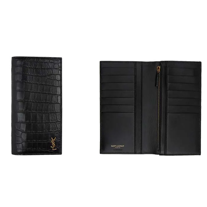 Ví Nam Yves Saint Laurent YSL Black Croc Monogramme Continental Wallet Màu Đen - Túi xách - Vua Hàng Hiệu