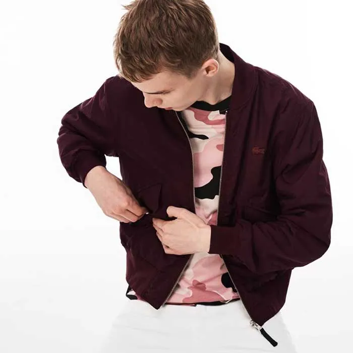 Áo Khoác Lacoste Jual Bomber Murah Màu Đỏ Mận Size 3