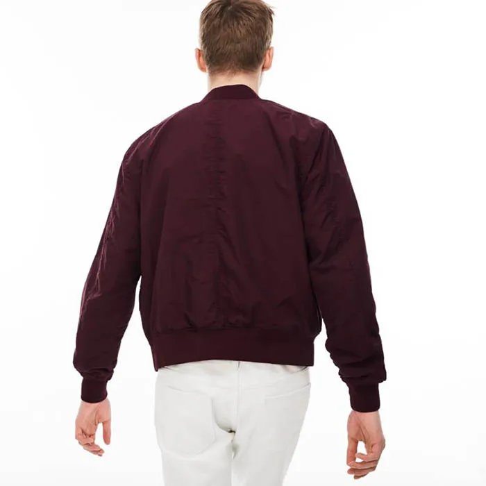 Áo Khoác Lacoste Jual Bomber Murah Màu Đỏ Mận Size 3