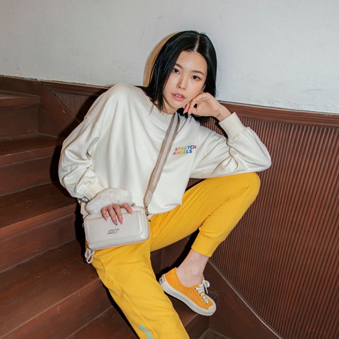 Áo Nỉ Sweater Stretch Angels Over-fit Sweat Shirt  Off White SRMT01041-OW Màu Trắng Size S - 1