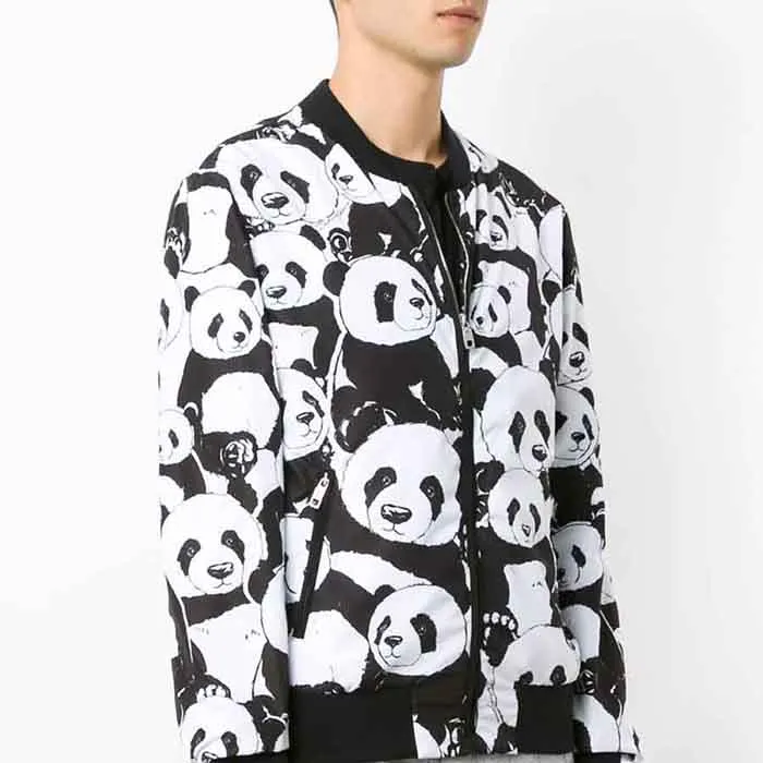 Áo Bomber Nam Dolce & Gabbana D&G Panda Printed Bomber Jacket Màu Trắng Đen - Thời trang - Vua Hàng Hiệu