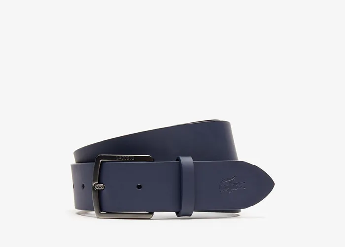 Thắt Lưng Lacoste Men's Engraved Buckle And Crocodile Smooth Leather Belt Màu Xanh Navy - Thắt lưng - Vua Hàng Hiệu