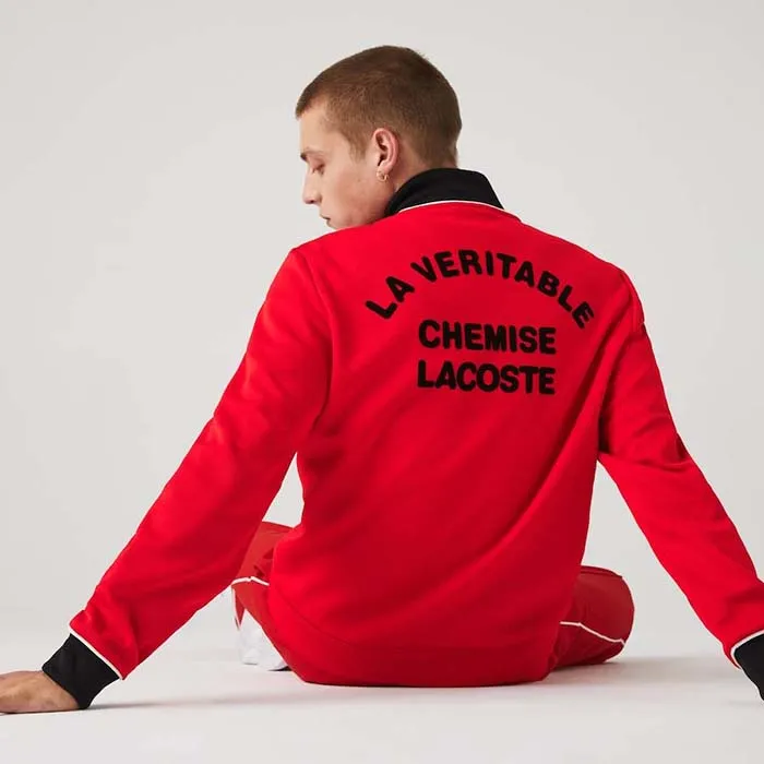 Áo Khoác Men's Lacoste Sport Contrast Accents Print Zip Sweatshirt Màu Đỏ