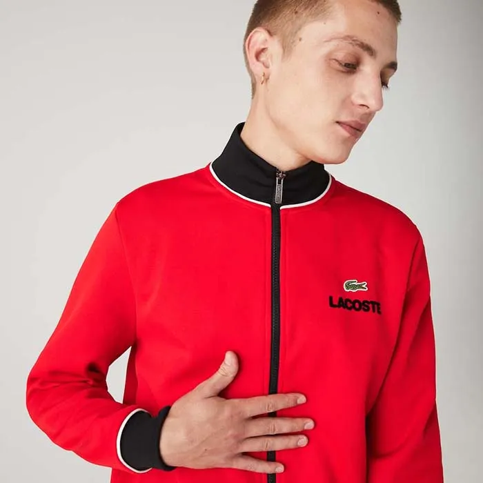 Áo Khoác Men's Lacoste Sport Contrast Accents Print Zip Sweatshirt Màu Đỏ