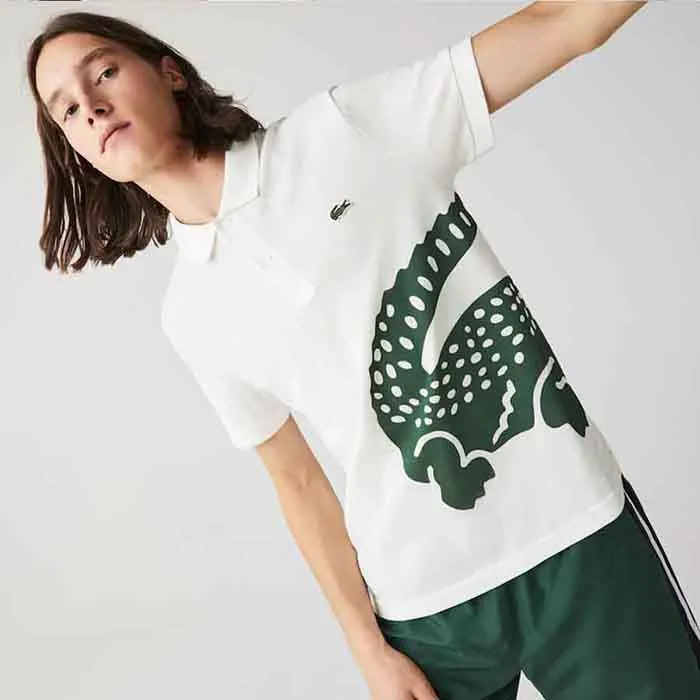 Áo Polo Men's Lacoste Regular fit Oversized Crocodile Print Polo Shirt Màu Trắng Size S - Thời trang - Vua Hàng Hiệu