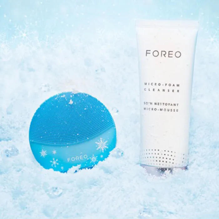 Set Máy Rửa Mặt Foreo Mini 3 Màu Xanh Dương và Sữa Rửa Mặt Foreo Micro-Foam Cleanser 100ml