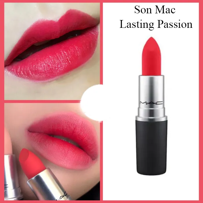 Son MAC Powder Kiss Lipstick Màu 315 Lasting Passion Màu Đỏ Hồng - Son Môi - Vua Hàng Hiệu
