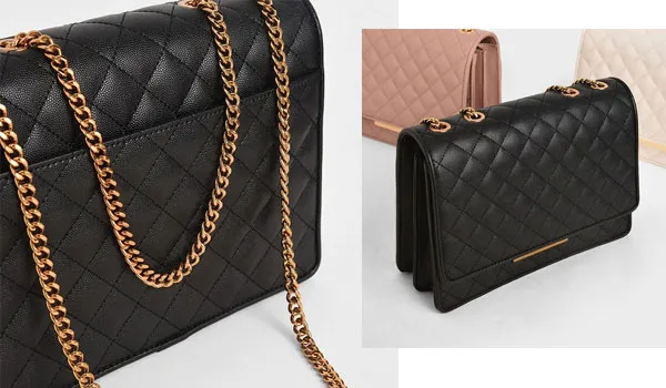 Túi Đeo Vai Nữ Charles & Keith CNK Quilted Shoulder Bag Màu Đen