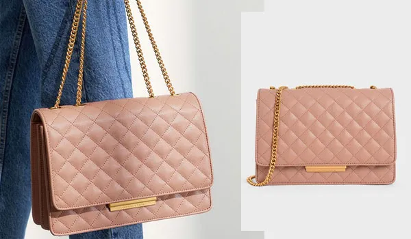 Túi Đeo Vai Nữ Charles & Keith CNK Quilted Shoulder Bag 20840075 Màu Hồng