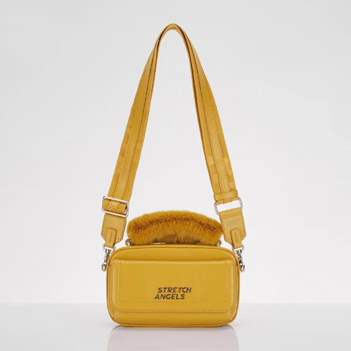 Túi Stretch Angels Panini Có Tay Cầm Bằng Lông Thú (Mustard) SUMR14041-MS Màu Vàng - Túi xách - Vua Hàng Hiệu