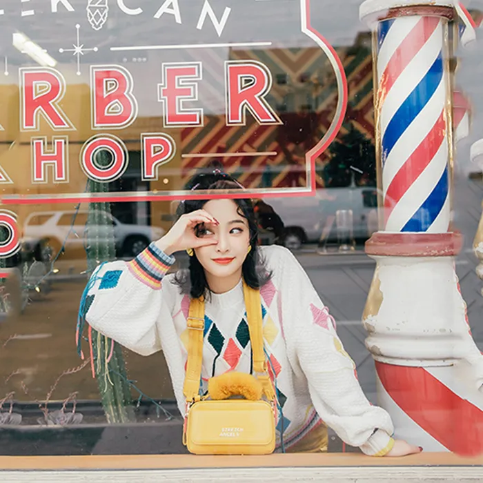 Túi Stretch Angels Panini Có Tay Cầm Bằng Lông Thú (Mustard) SUMR14041-MS Màu Vàng - Túi xách - Vua Hàng Hiệu