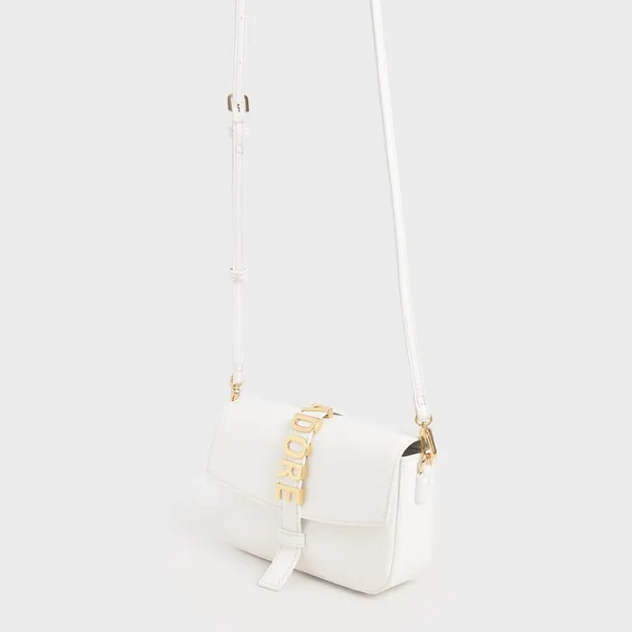 Túi Đeo Chéo Nữ Charles & Keith CNK Adore Crossbody Bag 80781456 White Màu Trắng