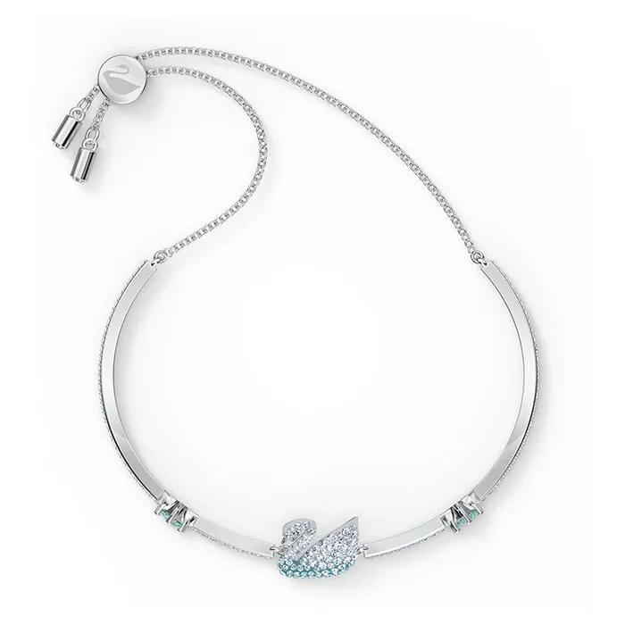 Vòng Đeo Tay Swarovski Iconic Swan Bangle, Blue, Rhodium plated 5549312