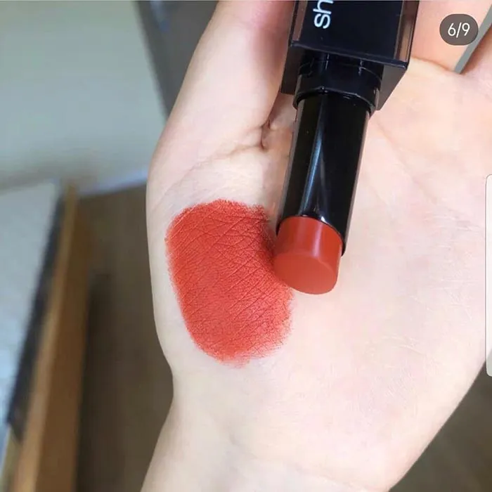 Son Shu Uemura Rouge Unlimited Amplified Matte AM OR 597 Màu Đỏ Cam Đất Vỏ Đen - Son Môi - Vua Hàng Hiệu