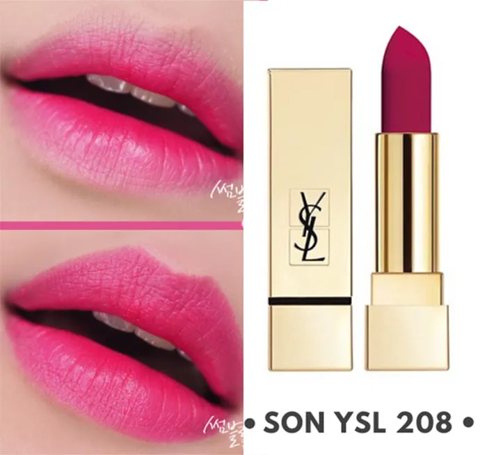 Son Yves Saint Laurent YSL Rouge Pur Couture The Mats - 208 Fuchsia Fetiche Màu Hồng Tím - Son Môi - Vua Hàng Hiệu