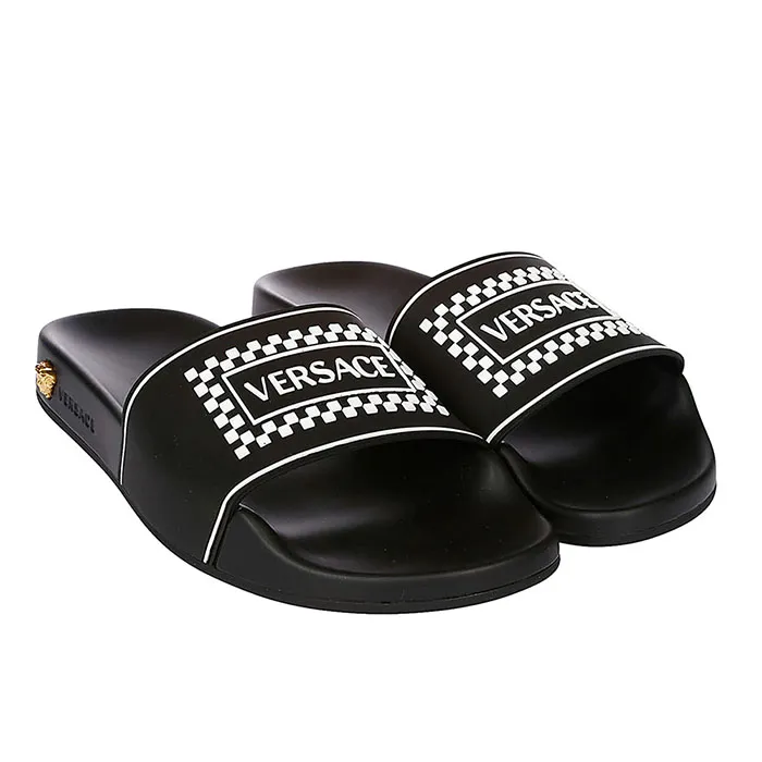 Dép Versace Black Rubber Slide Sandals Màu Đen
