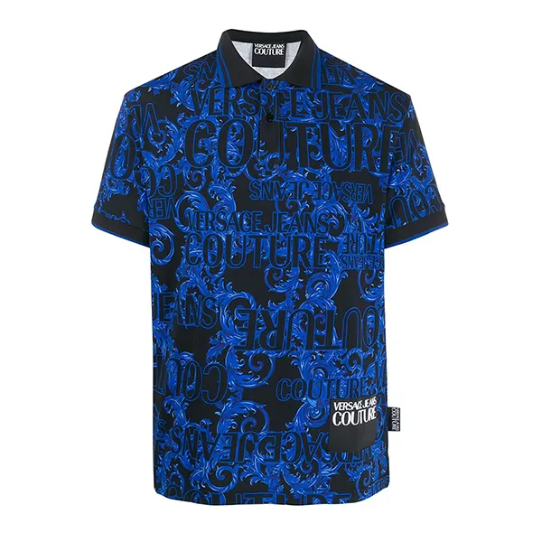 Áo Polo Versace Jeans Couture Baroque Logo Print Shirt Màu Đen Xanh - Thời trang - Vua Hàng Hiệu