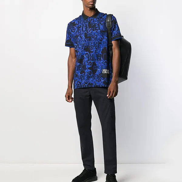 Áo Polo Versace Jeans Couture Baroque Logo Print Shirt Màu Đen Xanh - Thời trang - Vua Hàng Hiệu