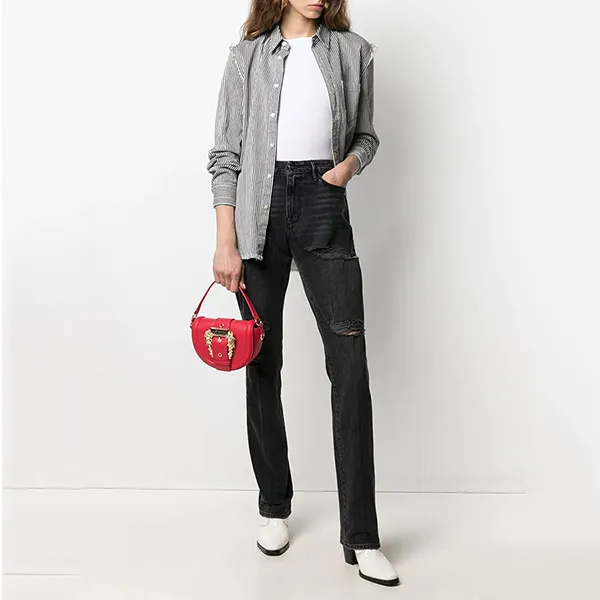 Túi Xách Versace Jeans Couture Logo-Buckle Shoulder Bag Màu Đỏ