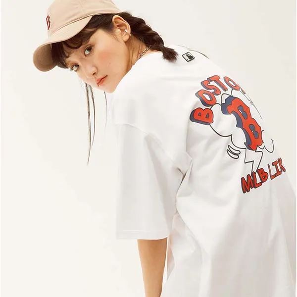 Áo Phông MLB Like Popcorn Overfit Short Sleeve T-shirt Boston Red Sox Màu Trắng Size S - 3
