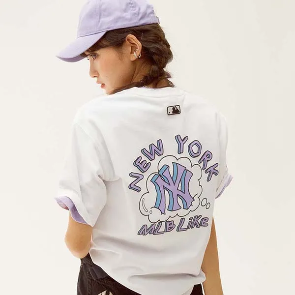 Áo Phông MLB Like Popcorn Overfit Short Sleeve T-shirt New York Yankees Màu Trắng Size S