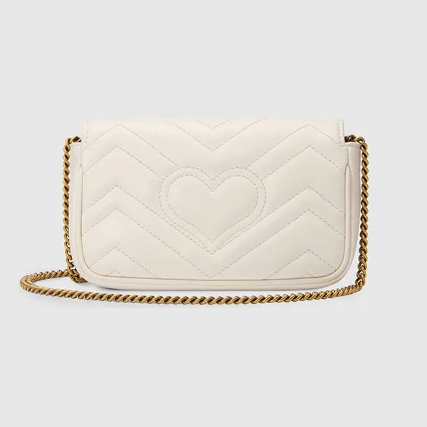 Túi Xách Gucci GG Marmont Matelassé Leather Super Mini Bag Màu Trắng