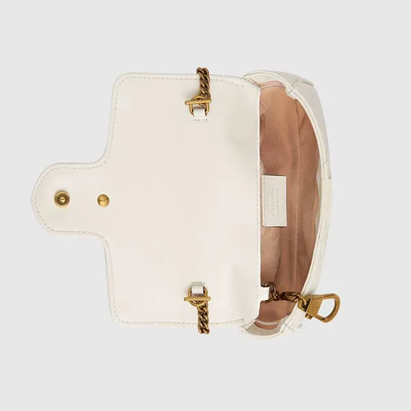 Túi Xách Gucci GG Marmont Matelassé Leather Super Mini Bag Màu Trắng