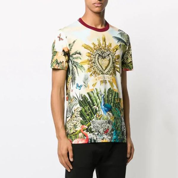 Áo Thun Nam Dolce & Gabbana D&G Short Sleeve T-Shirt Crew Neckline Jumper Tropical King In Phối Màu - 3