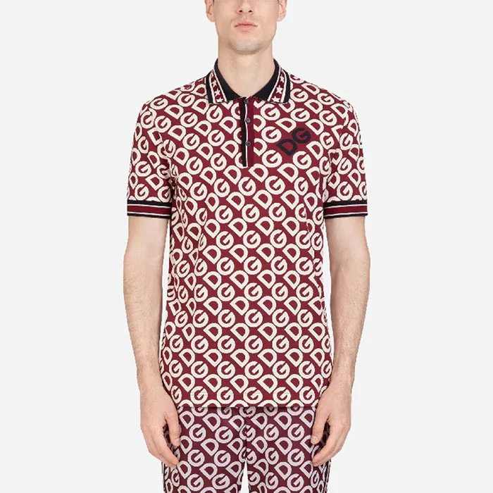 Áo Phông Nam Dolce & Gabbana D&G Cotton Piqué Polo-Shirt With Dg Logo Print In Red Màu Đỏ