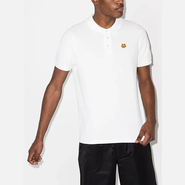 Áo Polo Kenzo Tiger Crest Short-Sleeve Polo Shirt 5PO001-4PU Màu Trắng
