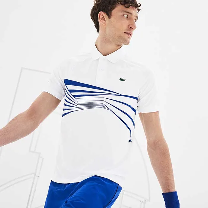 Áo Lacoste Men's Sport Novak Djokovic Collection Tech Jersey Polo Màu Trắng Kẻ Xanh - Thời trang - Vua Hàng Hiệu
